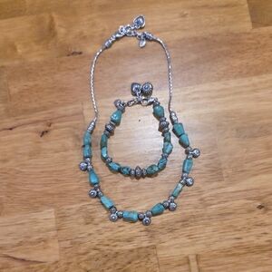 Brighton Silver and Turquoise Necklace Set